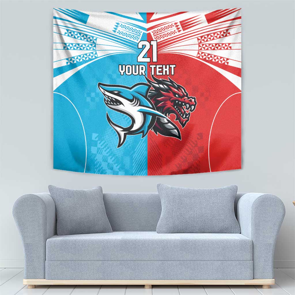 Custom Sharks-Dragons Rugby Tapestry With Sporty Style