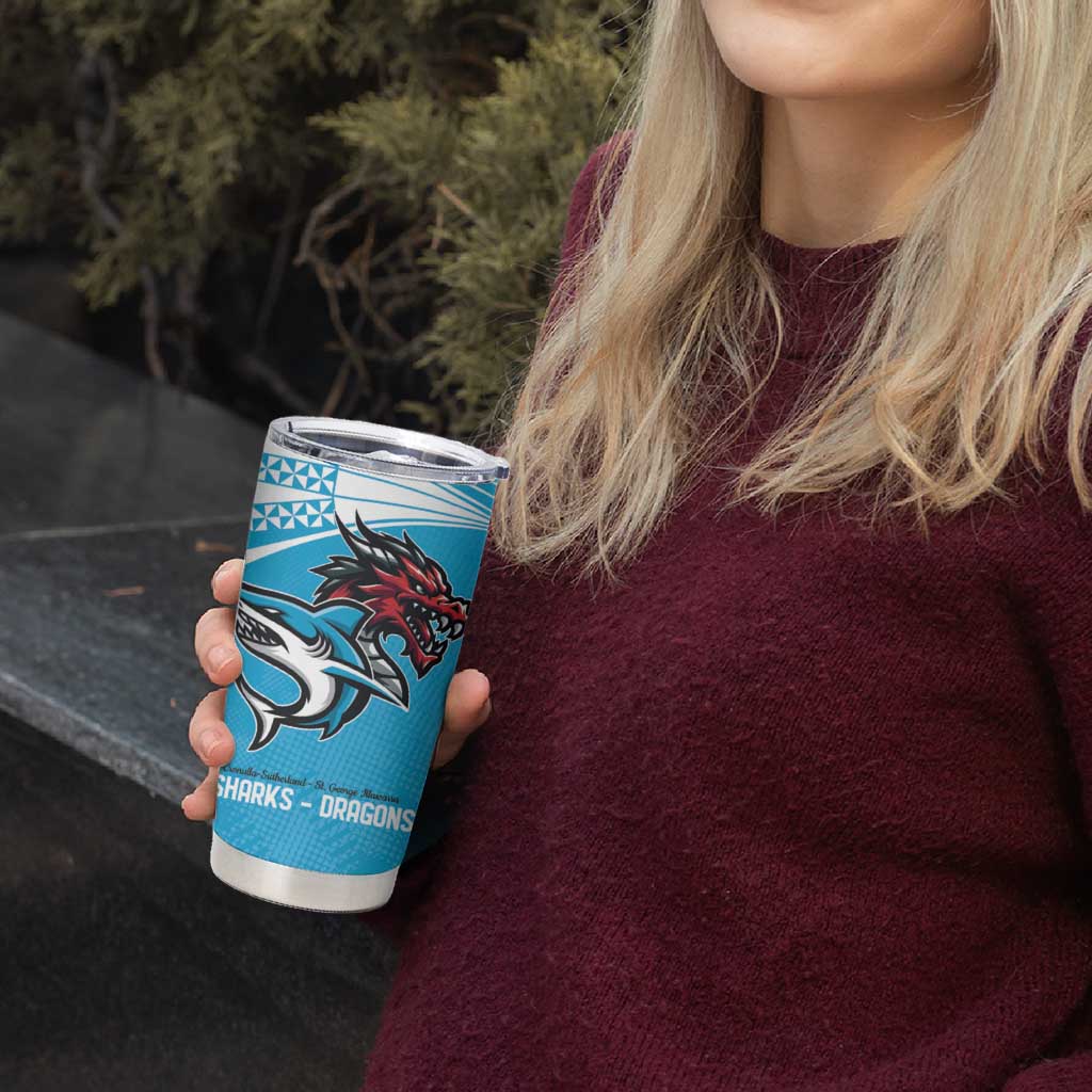 Custom Sharks-Dragons Rugby Tumbler Cup With Sporty Style