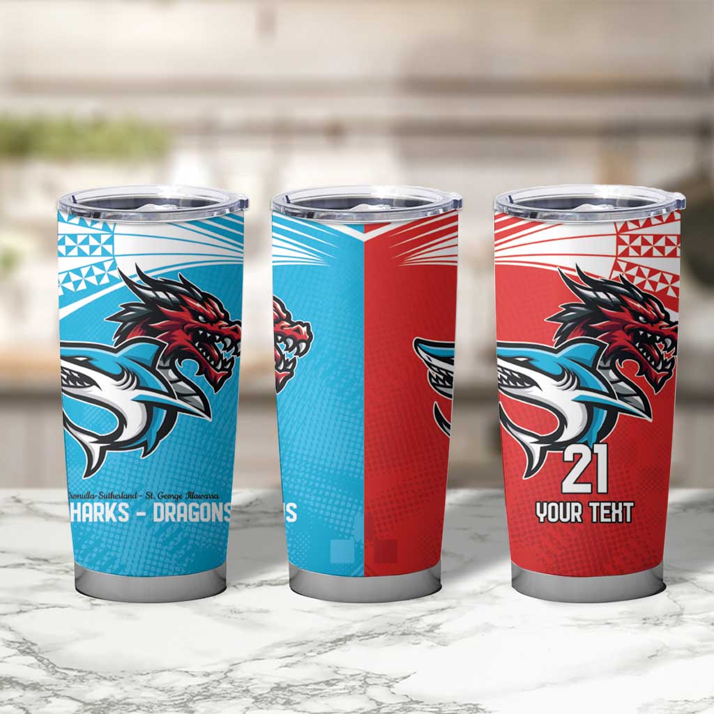 Custom Sharks-Dragons Rugby Tumbler Cup With Sporty Style