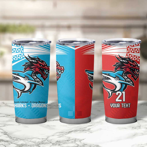 Custom Sharks-Dragons Rugby Tumbler Cup With Sporty Style