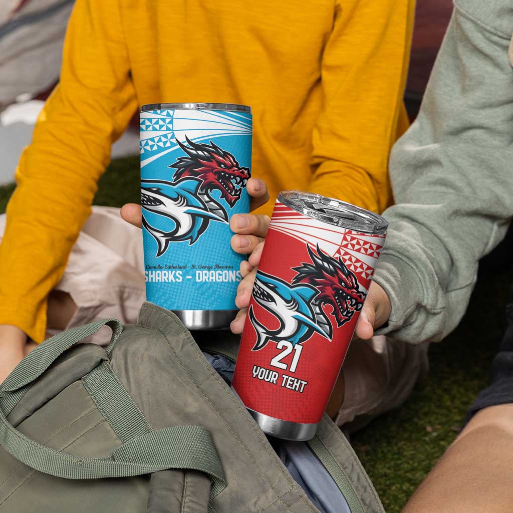 Custom Sharks-Dragons Rugby Tumbler Cup With Sporty Style
