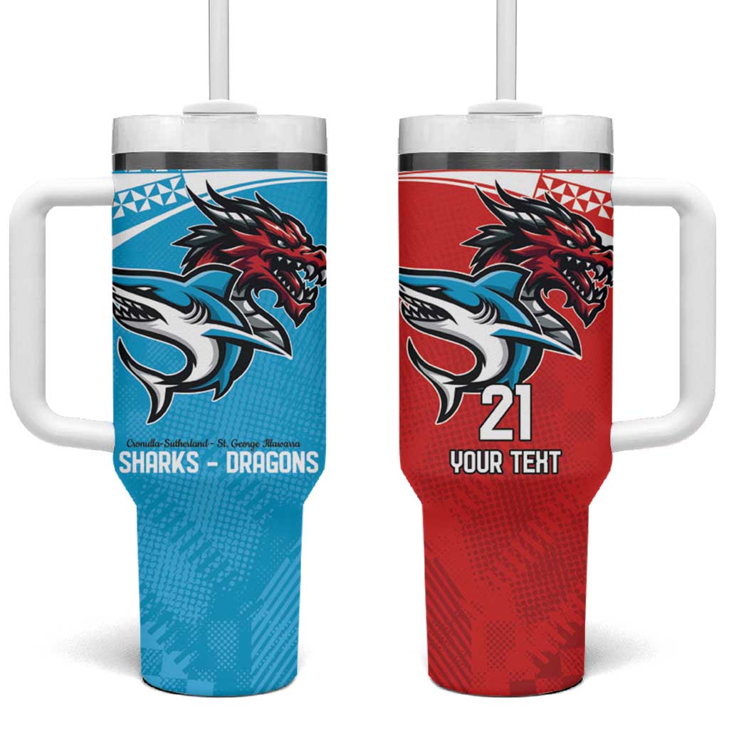 Custom Sharks-Dragons Rugby Tumbler With Handle With Sporty Style
