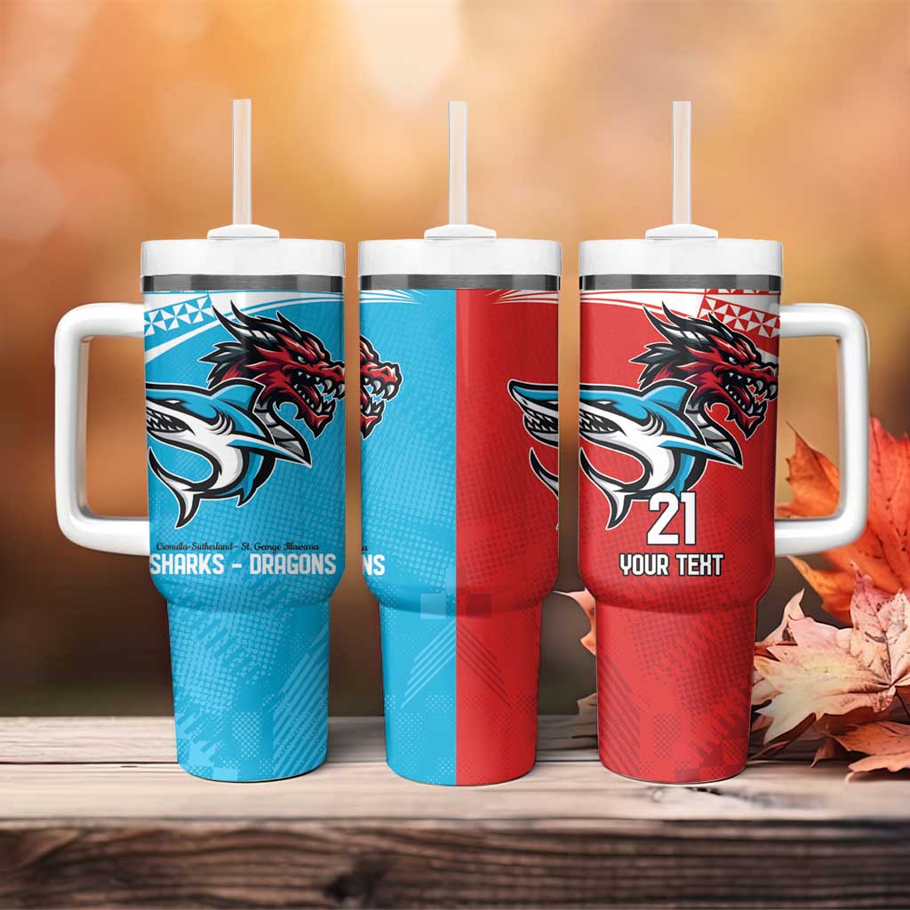 Custom Sharks-Dragons Rugby Tumbler With Handle With Sporty Style
