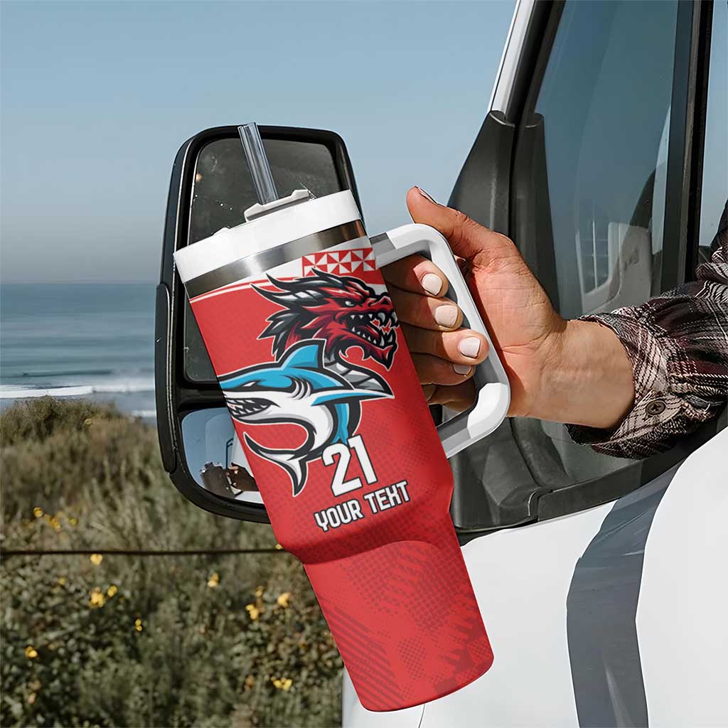 Custom Sharks-Dragons Rugby Tumbler With Handle With Sporty Style
