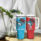Custom Sharks-Dragons Rugby Tumbler With Handle With Sporty Style