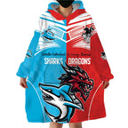 Custom Sharks-Dragons Rugby Wearable Blanket Hoodie With Sporty Style