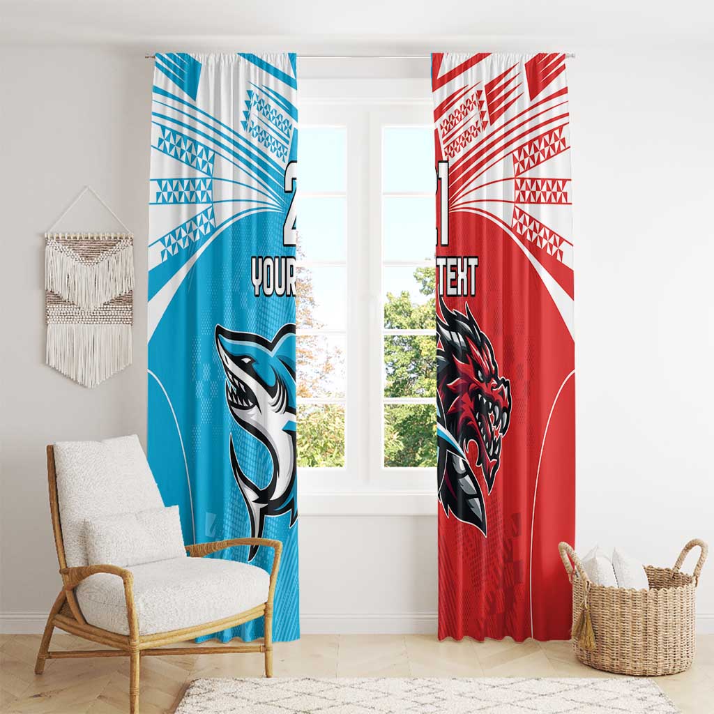 Custom Sharks-Dragons Rugby Window Curtain With Sporty Style