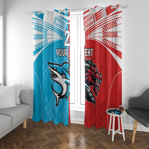 Custom Sharks-Dragons Rugby Window Curtain With Sporty Style