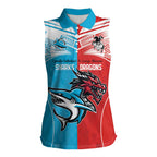 Custom Sharks-Dragons Rugby Women Sleeveless Polo Shirt With Sporty Style