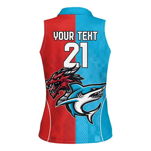Custom Sharks-Dragons Rugby Women Sleeveless Polo Shirt With Sporty Style