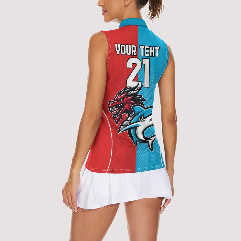 Custom Sharks-Dragons Rugby Women Sleeveless Polo Shirt With Sporty Style