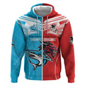 Custom Sharks-Dragons Rugby Zip Hoodie With Sporty Style