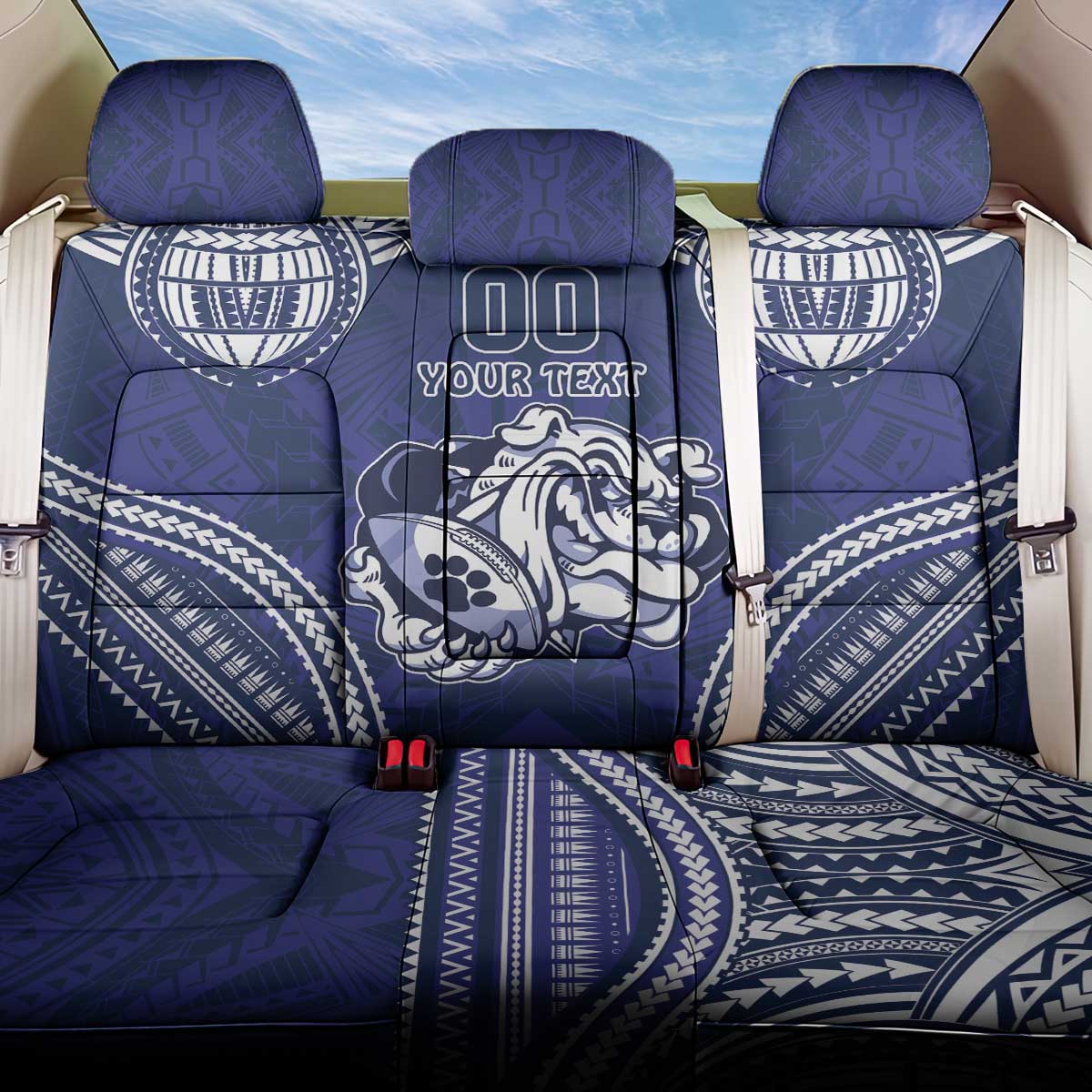 Bulldogs Rugby Custom Back Car Seat Cover Go Berries With Polynesian Style
