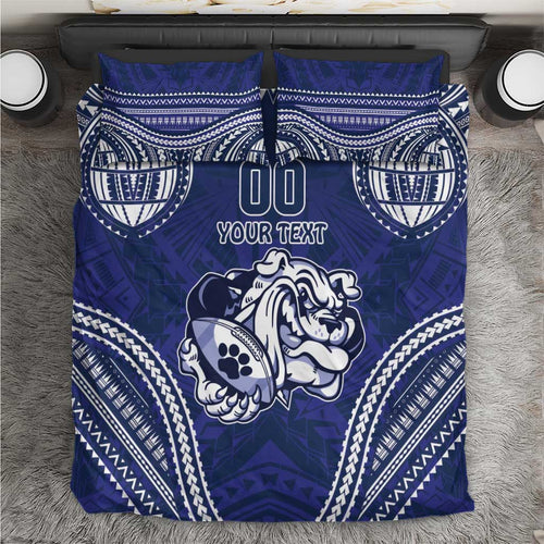 Bulldogs Rugby Custom Bedding Set Go Berries With Polynesian Style