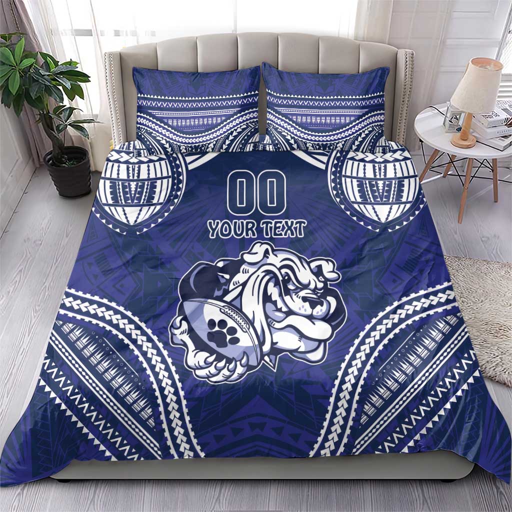 Bulldogs Rugby Custom Bedding Set Go Berries With Polynesian Style