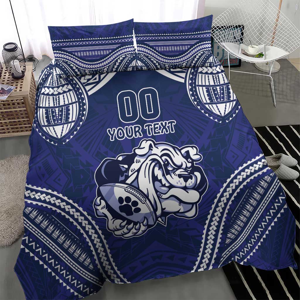 Bulldogs Rugby Custom Bedding Set Go Berries With Polynesian Style