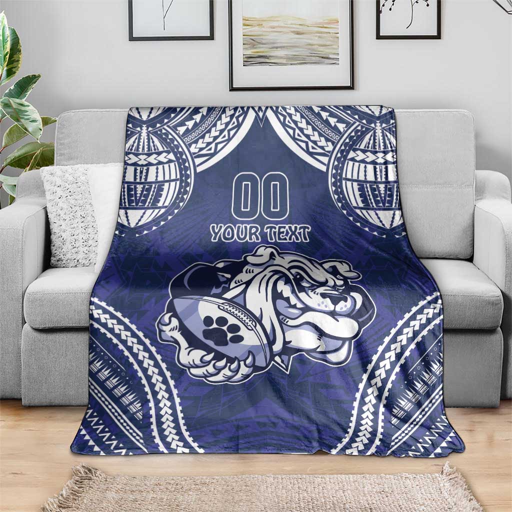 Bulldogs Rugby Custom Blanket Go Berries With Polynesian Style