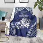Bulldogs Rugby Custom Blanket Go Berries With Polynesian Style