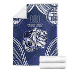 Bulldogs Rugby Custom Blanket Go Berries With Polynesian Style