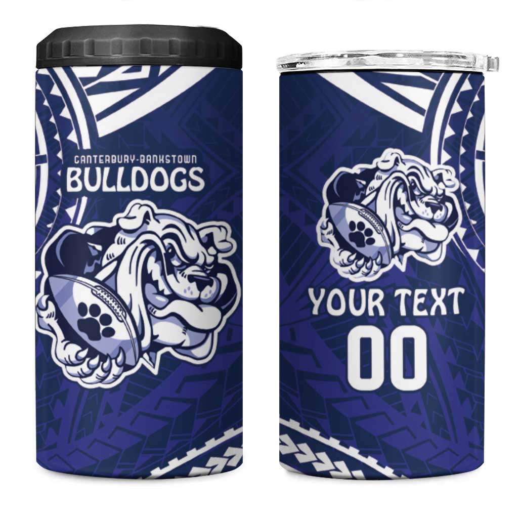Bulldogs Rugby Custom 4 in 1 Can Cooler Tumbler Go Berries With Polynesian Style
