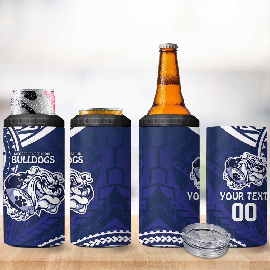 Bulldogs Rugby Custom 4 in 1 Can Cooler Tumbler Go Berries With Polynesian Style