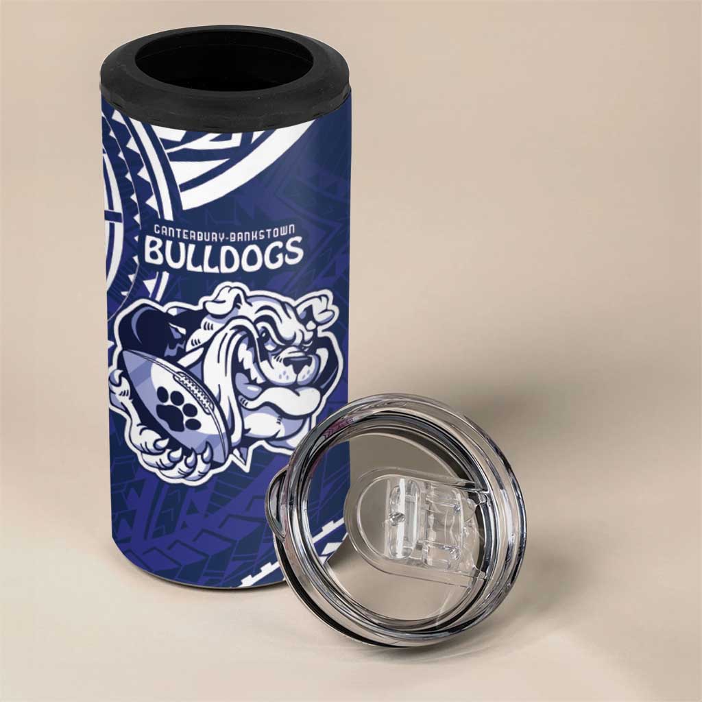 Bulldogs Rugby Custom 4 in 1 Can Cooler Tumbler Go Berries With Polynesian Style