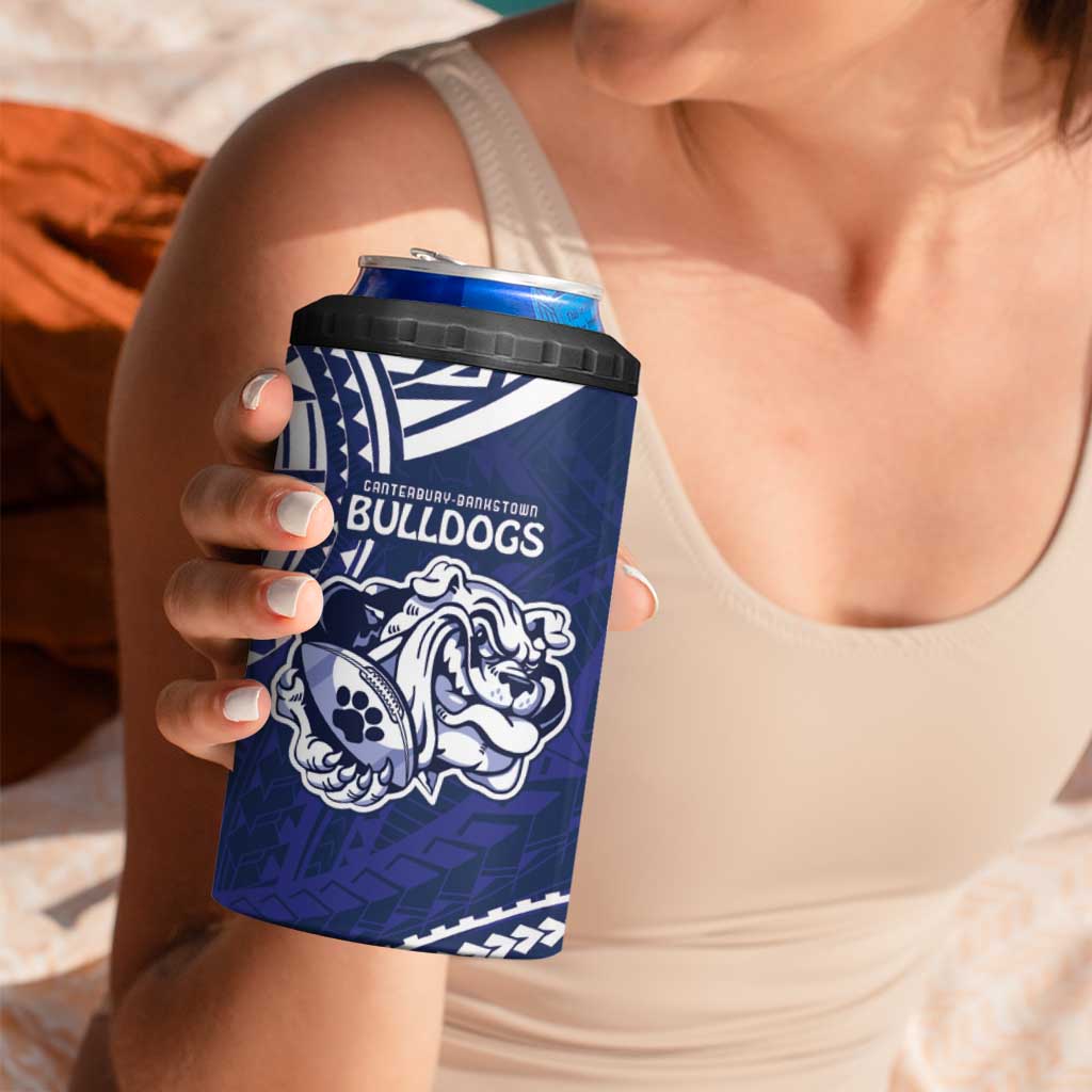Bulldogs Rugby Custom 4 in 1 Can Cooler Tumbler Go Berries With Polynesian Style