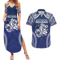 Bulldogs Rugby Custom Couples Matching Summer Maxi Dress and Hawaiian Shirt Go Berries With Polynesian Style