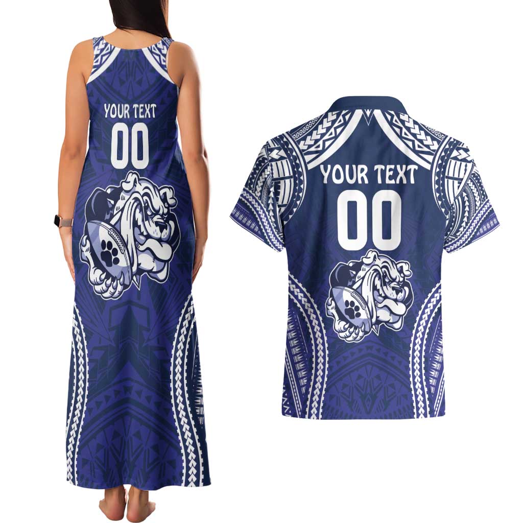 Bulldogs Rugby Custom Couples Matching Tank Maxi Dress and Hawaiian Shirt Go Berries With Polynesian Style