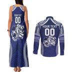 Bulldogs Rugby Custom Couples Matching Tank Maxi Dress and Long Sleeve Button Shirt Go Berries With Polynesian Style