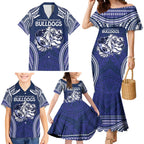 Bulldogs Rugby Custom Family Matching Mermaid Dress and Hawaiian Shirt Go Berries With Polynesian Style