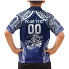 Bulldogs Rugby Custom Family Matching Mermaid Dress and Hawaiian Shirt Go Berries With Polynesian Style