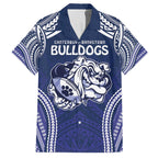Bulldogs Rugby Custom Family Matching Off The Shoulder Long Sleeve Dress and Hawaiian Shirt Go Berries With Polynesian Style