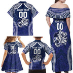 Bulldogs Rugby Custom Family Matching Off Shoulder Maxi Dress and Hawaiian Shirt Go Berries With Polynesian Style