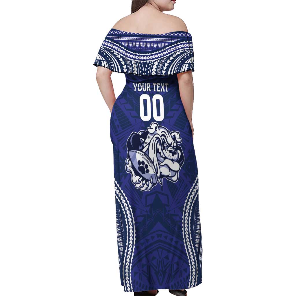 Bulldogs Rugby Custom Family Matching Off Shoulder Maxi Dress and Hawaiian Shirt Go Berries With Polynesian Style