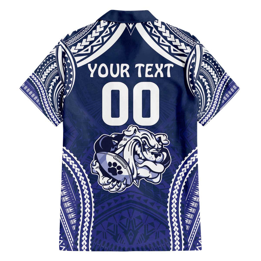 Bulldogs Rugby Custom Family Matching Off Shoulder Short Dress and Hawaiian Shirt Go Berries With Polynesian Style