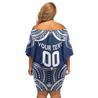 Bulldogs Rugby Custom Family Matching Off Shoulder Short Dress and Hawaiian Shirt Go Berries With Polynesian Style