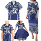Bulldogs Rugby Custom Family Matching Puletasi and Hawaiian Shirt Go Berries With Polynesian Style