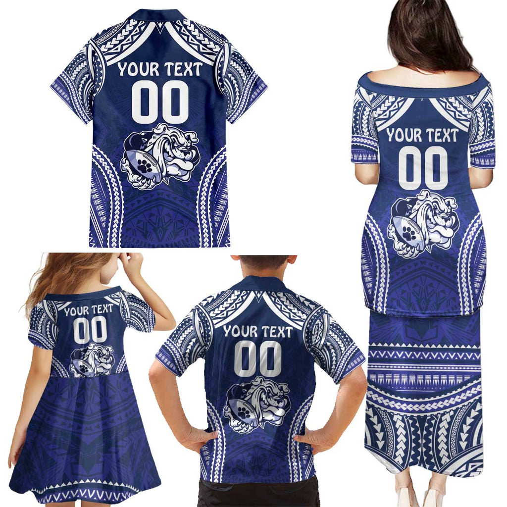 Bulldogs Rugby Custom Family Matching Puletasi and Hawaiian Shirt Go Berries With Polynesian Style