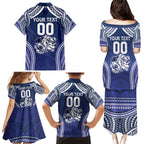 Bulldogs Rugby Custom Family Matching Puletasi and Hawaiian Shirt Go Berries With Polynesian Style