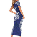 Bulldogs Rugby Custom Family Matching Short Sleeve Bodycon Dress and Hawaiian Shirt Go Berries With Polynesian Style