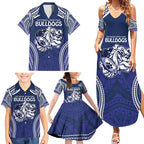 Bulldogs Rugby Custom Family Matching Summer Maxi Dress and Hawaiian Shirt Go Berries With Polynesian Style