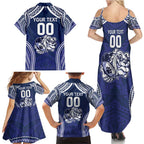 Bulldogs Rugby Custom Family Matching Summer Maxi Dress and Hawaiian Shirt Go Berries With Polynesian Style