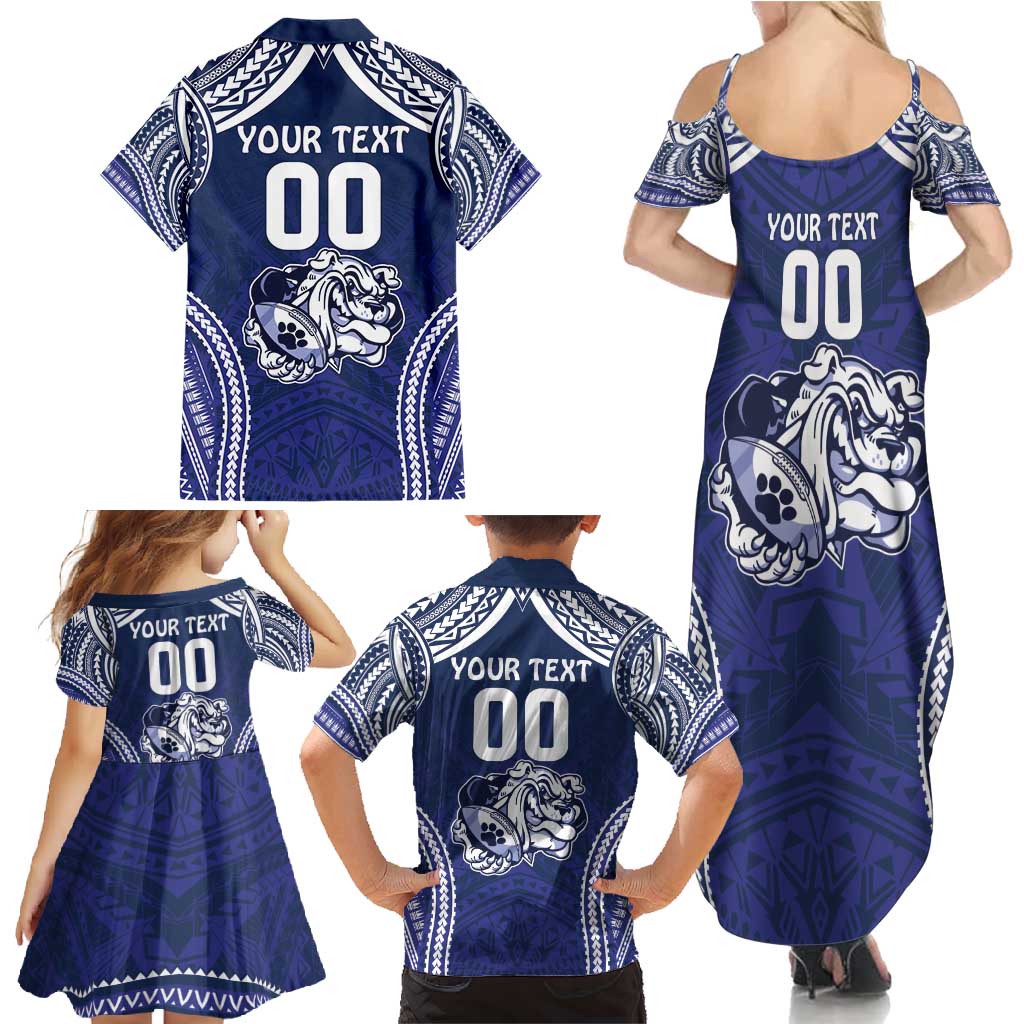 Bulldogs Rugby Custom Family Matching Summer Maxi Dress and Hawaiian Shirt Go Berries With Polynesian Style