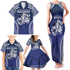Bulldogs Rugby Custom Family Matching Tank Maxi Dress and Hawaiian Shirt Go Berries With Polynesian Style