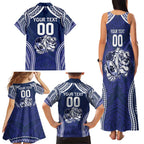 Bulldogs Rugby Custom Family Matching Tank Maxi Dress and Hawaiian Shirt Go Berries With Polynesian Style