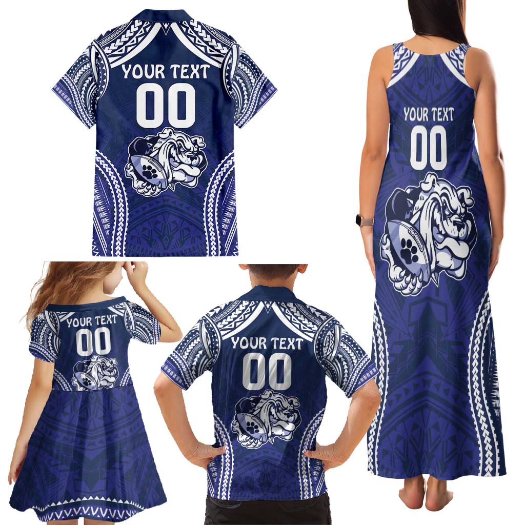 Bulldogs Rugby Custom Family Matching Tank Maxi Dress and Hawaiian Shirt Go Berries With Polynesian Style