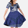 Bulldogs Rugby Custom Kid Short Sleeve Dress Go Berries With Polynesian Style