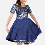 Bulldogs Rugby Custom Kid Short Sleeve Dress Go Berries With Polynesian Style