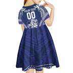 Bulldogs Rugby Custom Kid Short Sleeve Dress Go Berries With Polynesian Style